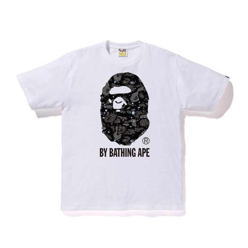 日系潮牌bape半袖寝猿迷彩猿人頭プリント夏tシャツカップルカジュアルスポーツ半袖ショートT|undefined
