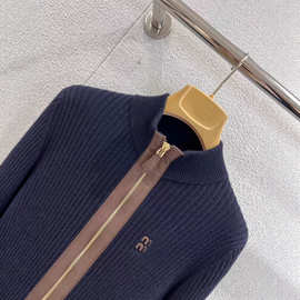 南油高定M家25秋季新款修身显瘦针织衫长袖拉链高领开衫外套现货