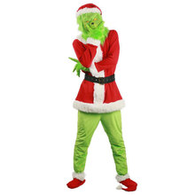万圣节服装跨境绿毛怪格林奇cosplay圣诞老人套装派对聚会扮演服