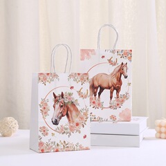 クロスボーダープリント競馬パーティークラフト紙ショッピングバッグ誕生日ギフトバッグシンプルな紙袋祝日包装袋卸売り