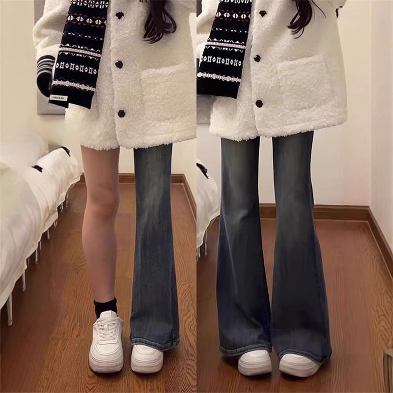 Pear-Shaped Figure Vintage Blue Micro La Jeans Women's Spring New Arrival plus size chubby girl High Waist Slimming Stretch Flared Pants