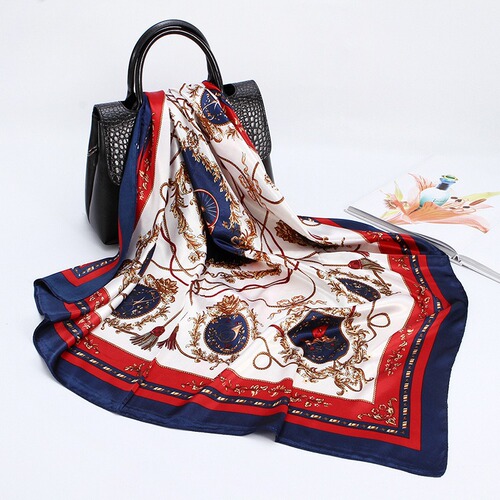 Elegant Silk Scarf for Women, Silk Square Scarf, Simulated Silk Gift Scarf, New Silk Satin Color Gauze Scarf with Print, Shawl Style, Wholesale