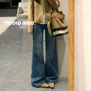 直筒微喇牛仔裤女春款2026新款低腰阔腿牛仔喇叭裤女显瘦裤子女款
