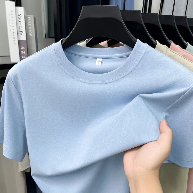 Cross-Border Foreign Trade High-End Men's Round-Neck T-Shirt Short-Sleeve Casual Versatile Summer Men's Clothing Wholesale Customization
