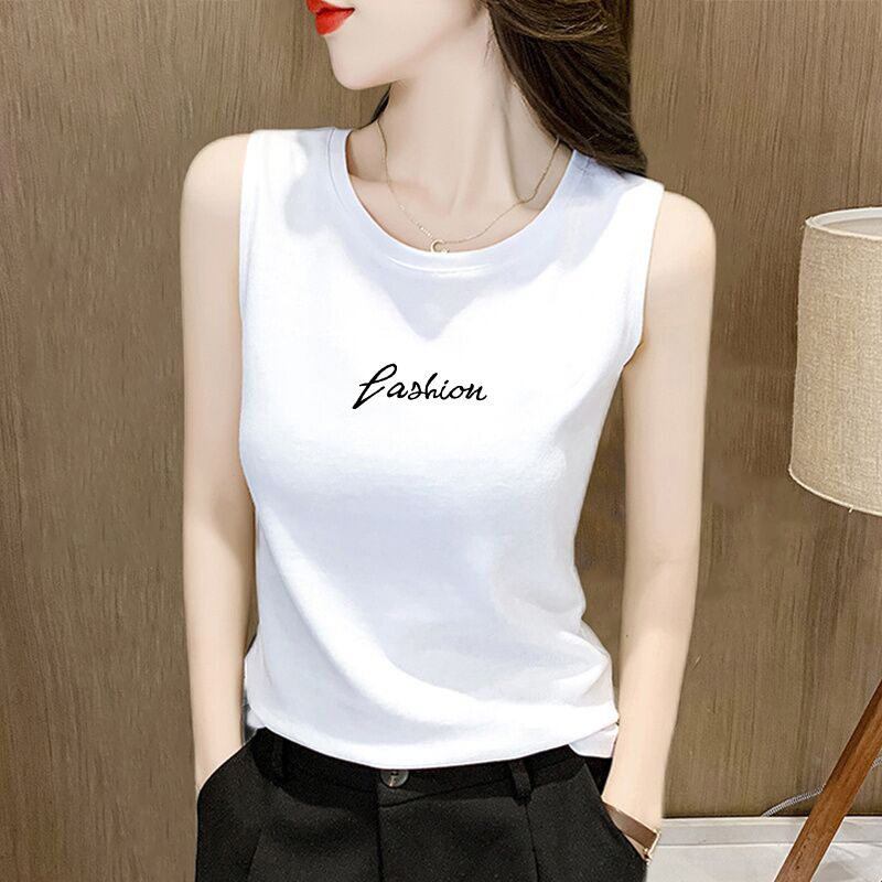 Summer New Sleeveless T-Shirt Vest Women's Korean-style Elegant All-match Loose Top for Interior and Exterior Wear Instagram Popular Women