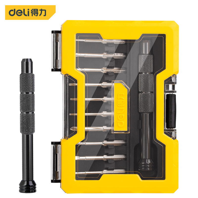得力DL240011L工具 10+1精密螺丝刀套装起子旋具手机电脑拆机维修
