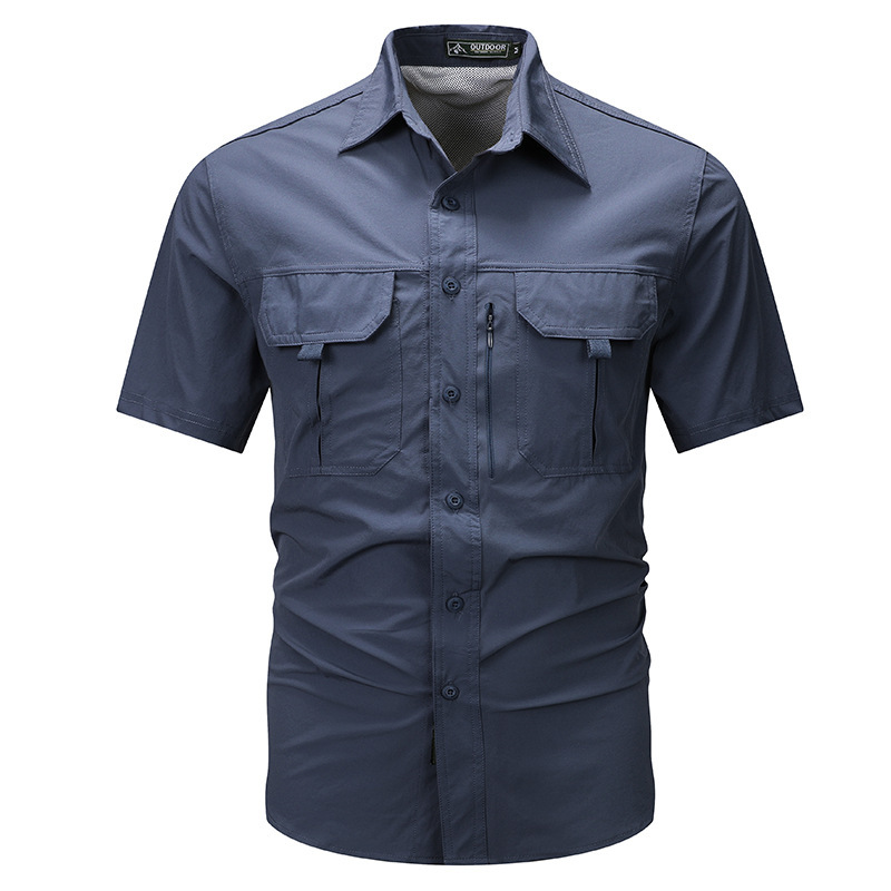 Summer travel breathable thin silk elastic quick dry shirt