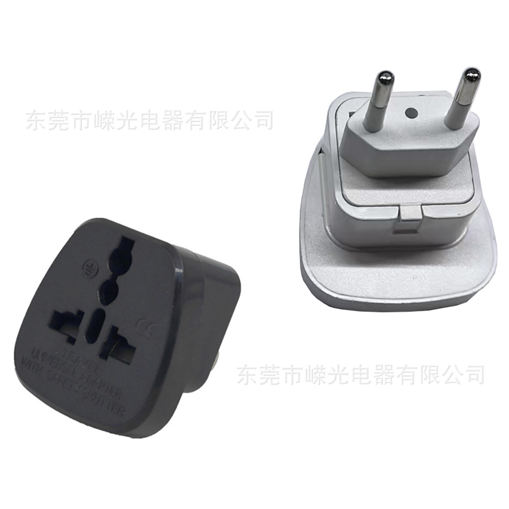 嵘光产销SS-9C-1欧规菱形嵌入式转换插座巴西2脚转换头儿童保护门