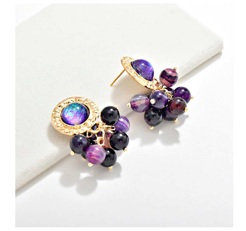 IG Style Round Fruit Alloy Beaded Inlay Glass 18K Gold Plated Women's Drop Earrings display picture 5