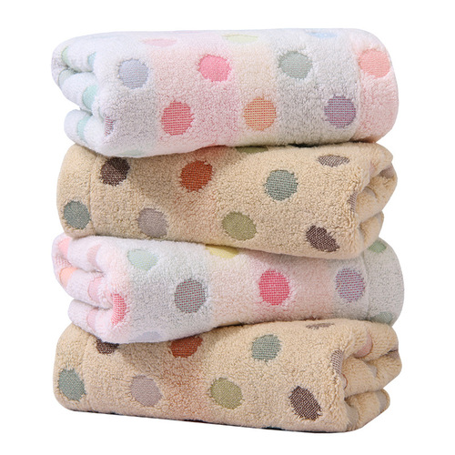 Seven-color dot pure cotton couple's towels 35*75 twisted yarn color woven household adult face towels thickened 110g