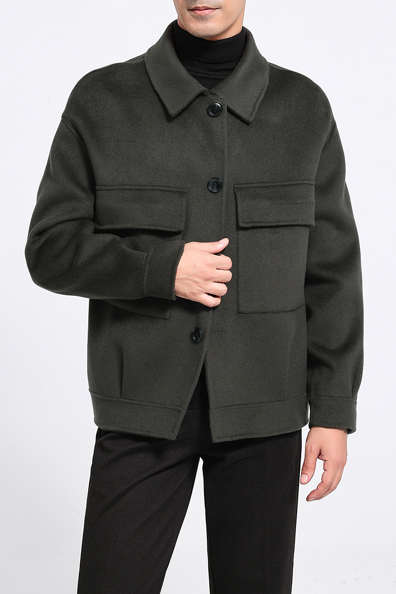 Otoño y invierno de hombre de doble cara 100 chaqueta de lana nizi chaqueta de solapa suelta cuello corto chaqueta de cachemira personalizada