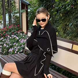 法式优雅小香风三角羊毛围脖柔软蓬松感知性菱形围巾时尚秋冬披肩