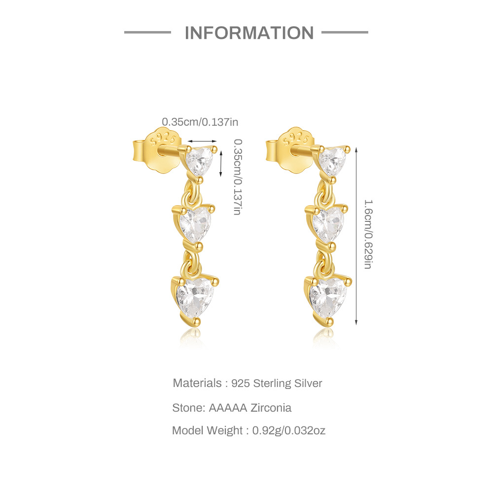 4g Weight 925 Sterling Silver Ear Needle Material Zircon Inlay Material Ear Studs Classification 1 Pair Quantity Holiday, Travel, Daily Occasion 925 Sterling Silver Material Geometric Pattern Women's Gender Tassel, Plating Design Simple Style Style 1 Pair 925 Sterling Silver Zircon Geometric Ear Studs 2