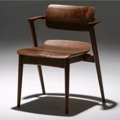 北米産ブラックウォールナットダイニングチェア無垢材家庭用ショートアームチェアレジャーチェア無垢材補助材なしレトロシンプル北欧