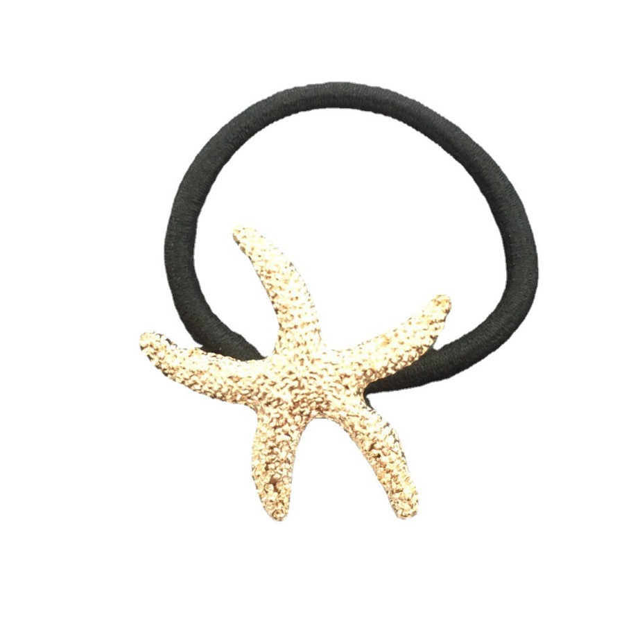 Fuente de la joyería de estilo coreano anillo de pelo de estrella de mar de oro textura de metal cuerda de pelo accesorios para el cabello estilo del océano precio de fábrica