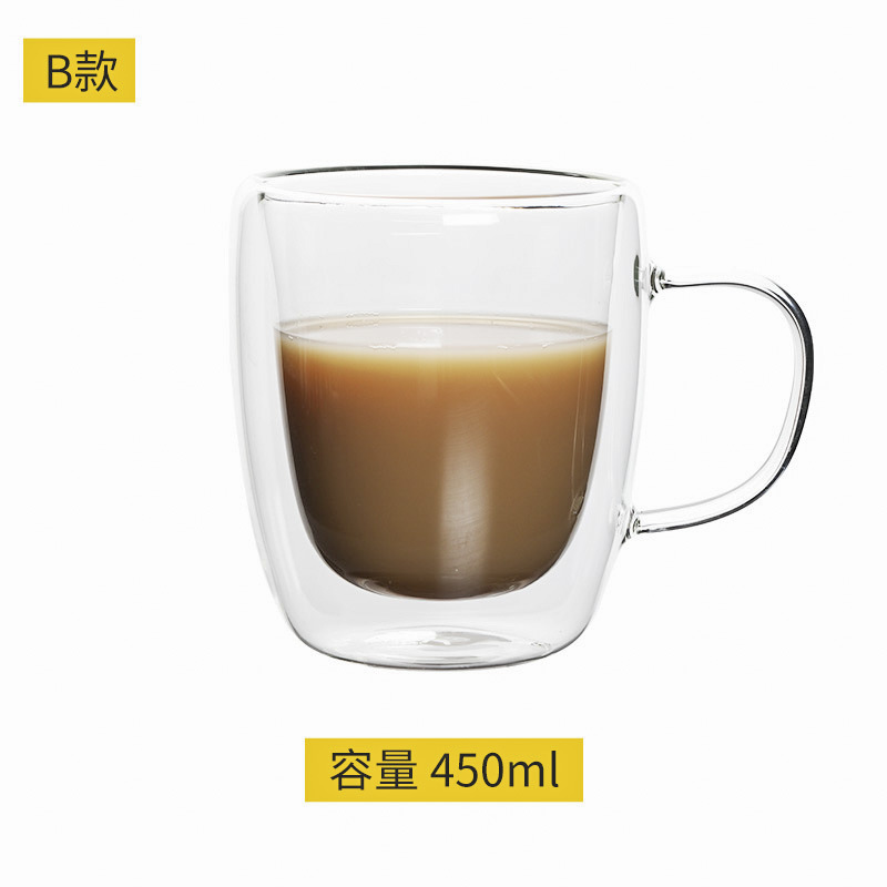 Taza de desayuno de doble vidrio de alta borosilicona con taza de leche taza de jugo taza de café taza de oficina creativa taza de marca