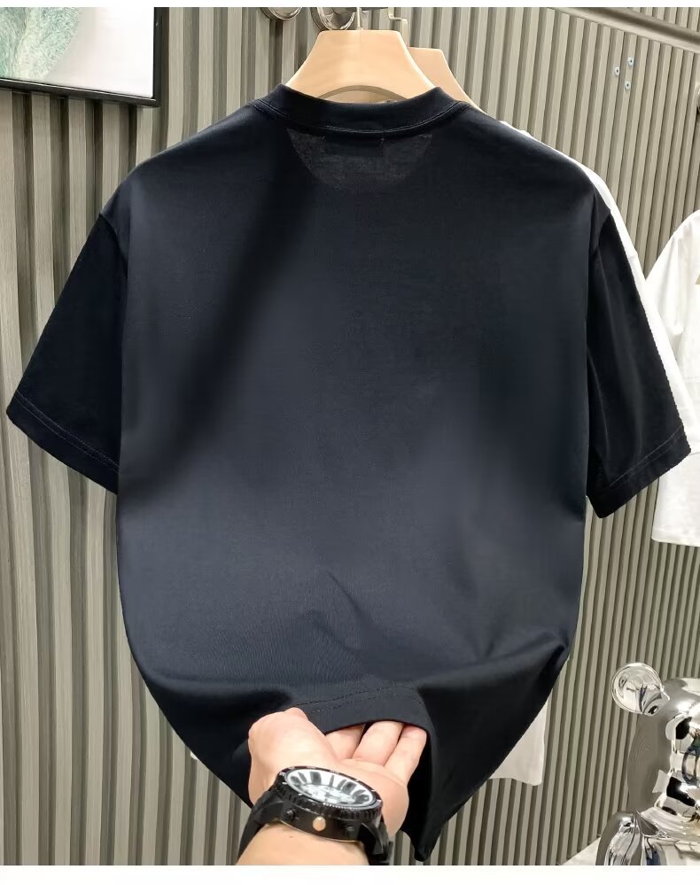 Men's Trendy Starry Sky T-Shirt With Rhinestones Loose Fit Short Sleeved Top For Mature Style_viptrois.com