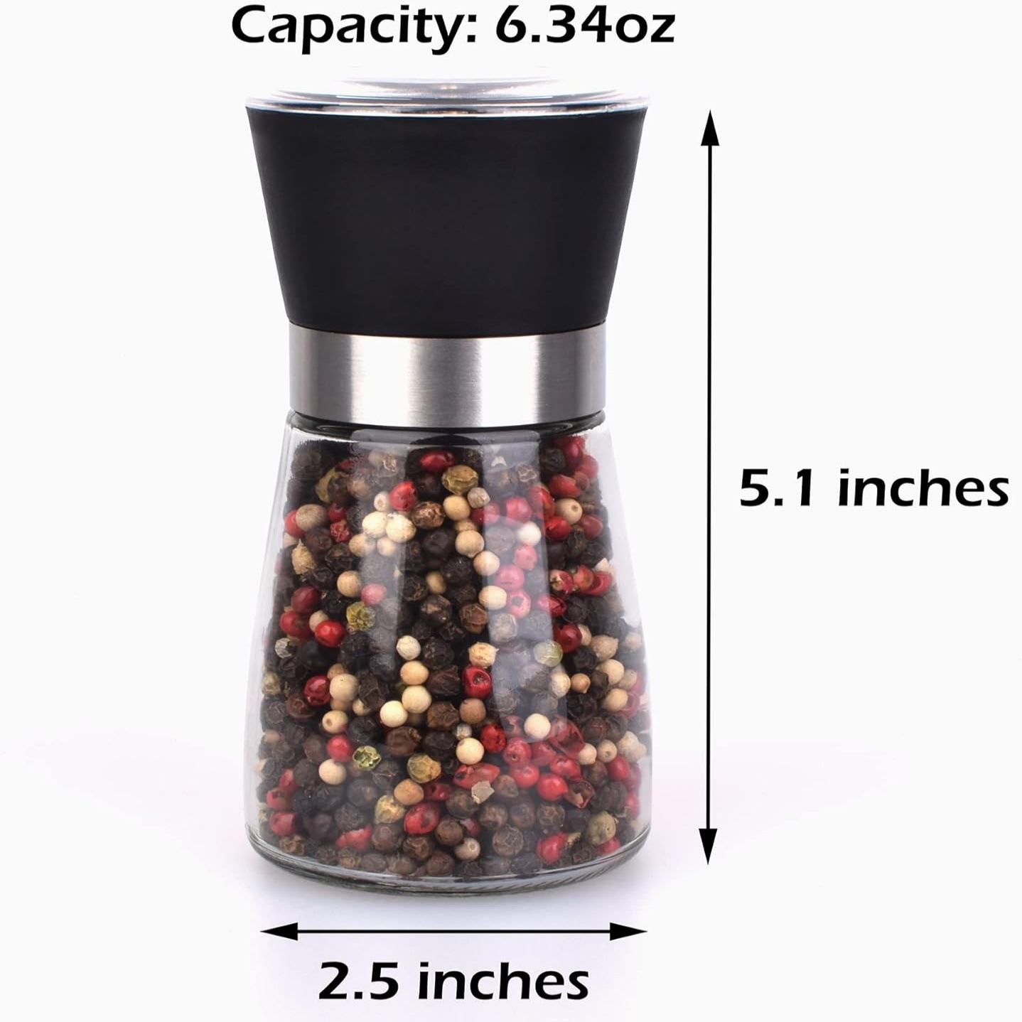 Amazon exclusivamente para * 304 molinillo de pimienta doméstica manual de acero inoxidable, pimienta, pimienta negra, botella de condimento de vidrio