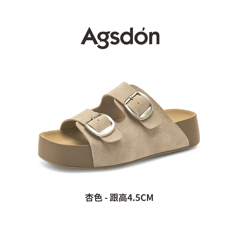 Augustion zapatillas de suela gruesa para mujer, 2025 nuevas sandalias y zapatillas de verano de Birken, sandalias de playa de un pie, marea