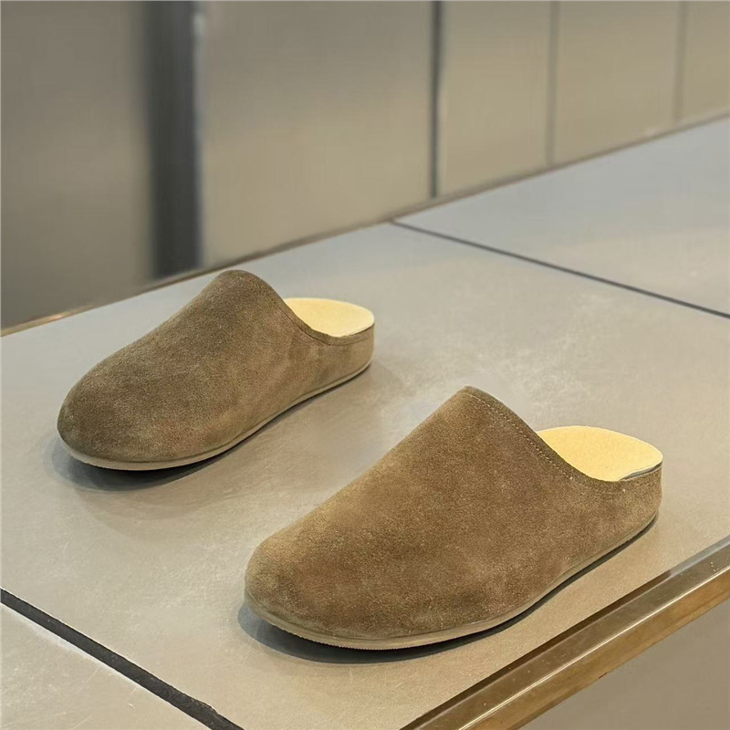 Genuine Leather Half-Slip Birkenstock Shoes for Men, 2026 Spring/Summer New Style, Suede Slip-On Retro Casual Sandals