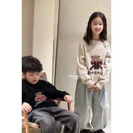韩国童装时尚百搭可爱女孩羊毛衫2026年新款秋冬男童女童小熊毛衣