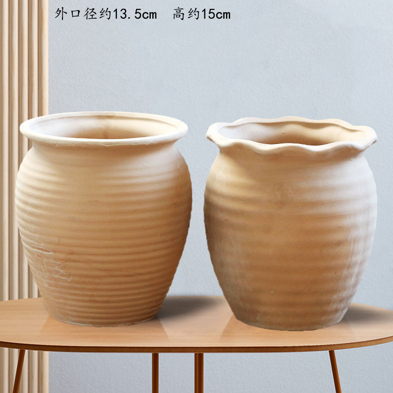 Ceramic fleshy flowerpot large caliber retro simple stoneware small fleshy plant creative combination pottery pot special clearance