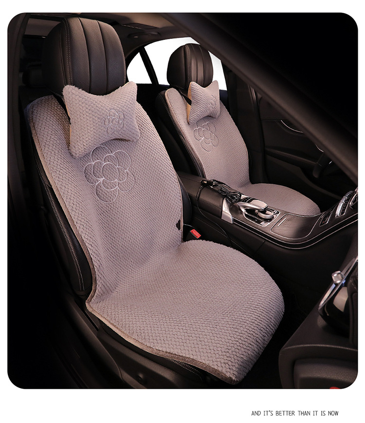 New camellia 12v electric heating car seat cushion USB size car universal single five winter plush cushion