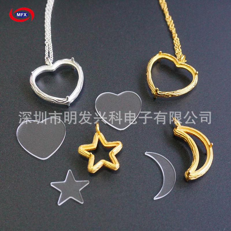 Special-shaped glass sapphire jewelry heart-shaped round glass 1mm carved polished Thangka pendant glass customization