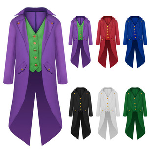European and American Medieval Retro Punk Mid-Length Clothing Windbreaker Tuxedo Halloween Performance Clothing Amazon Hot Sale