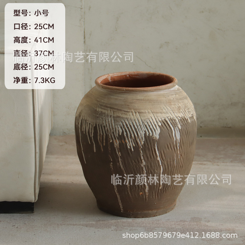 Tanques de cerámica gruesa hechos a mano, decoración suave de la sala de estar, decoración vintage de textura natural, vasijas de cerámica, vasijas de flores