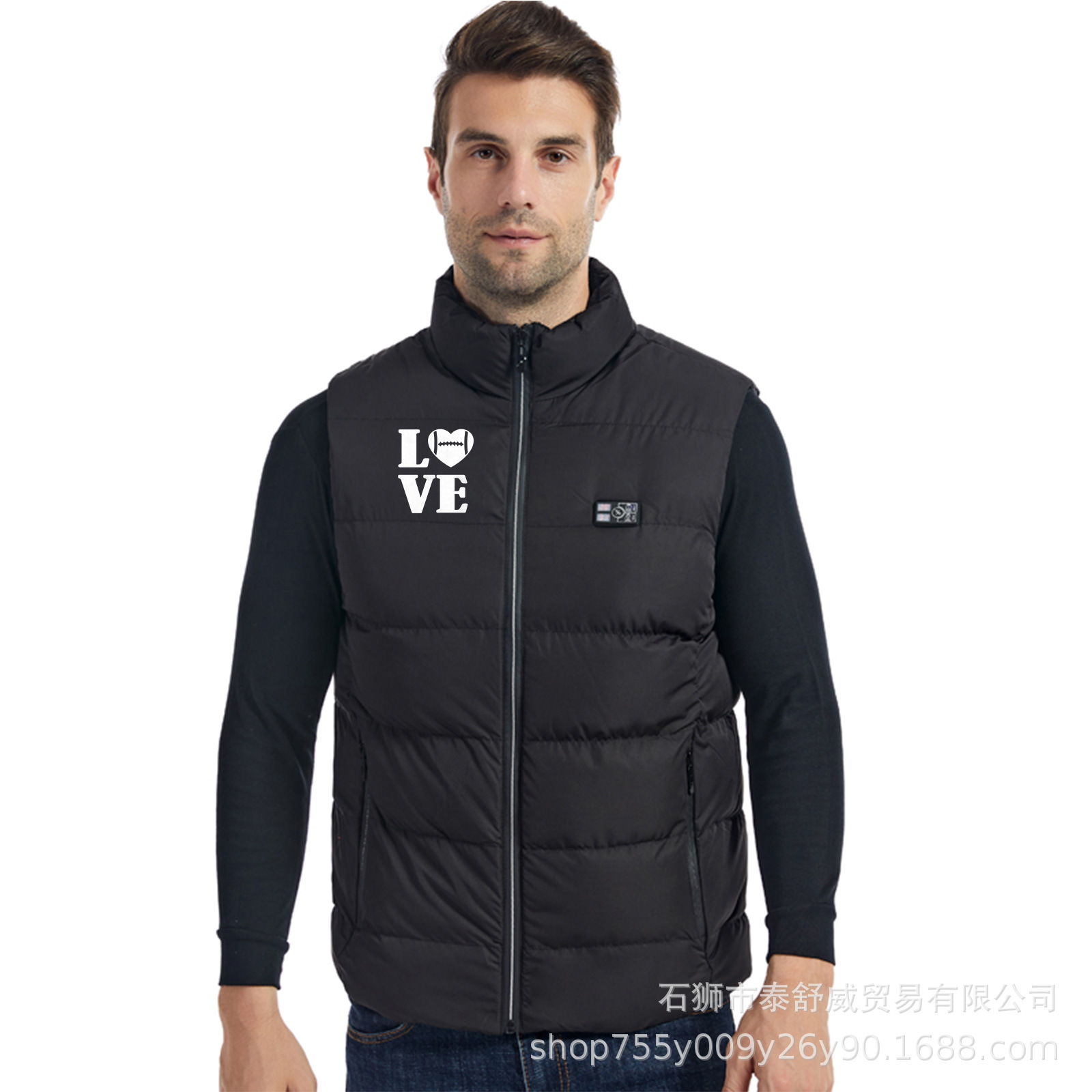 Nuevo chaleco calefactor inteligente de invierno Chaleco calefactor eléctrico con temperatura de visualización Chaleco calefactor eléctrico para hombre con estampado