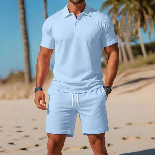 High-quality loose new versatile fashionable trendy short-sleeve POLO shirt and shorts set casual summer two-piece set