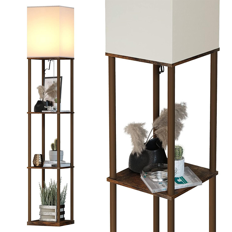 Cross-Border Special Supply Living Room Shelf Floor Lamp Multi-Function Charging Vertical Drawer Shelf Wooden Ornaments Coffee Table Lamp Cross-Border Special Supply Living Room Shelf Floor Lamp Multi-Function Charging Vertical Drawer Shelf Wooden Ornaments Coffee Table Lamp