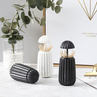 Nordic Ins Living Room Toothpick Tube Portable Plastic Toothpick Bucket Hand Pressure Automatic Toothpick Bottle Creative Toothpick Box None
