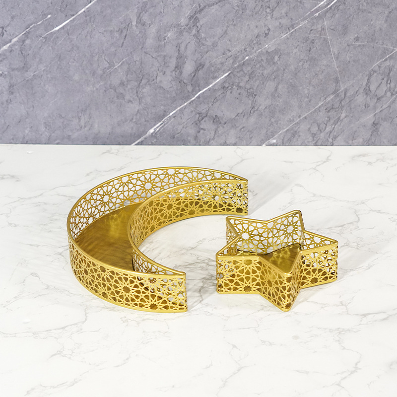 국경을 넘나드는 중동 이드 스타 문 캐슬 철 과일 접시 장식 거실 크리에이티브 케이크 디저트 트레이 홈 데코레이션