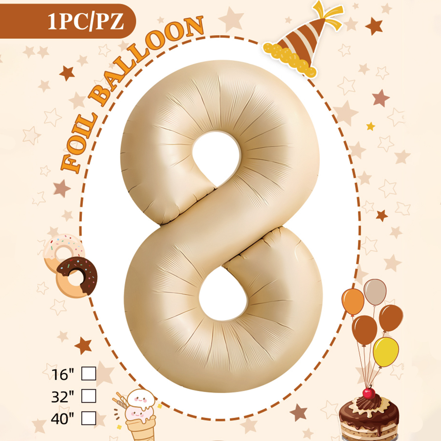 Embalaje de tarjeta de papel independiente digital de cumpleaños impreso en blanco de 32 pulgadas, decoración de fiesta de la versión estadounidense, película de aluminio, decoración de globos de papel de aluminio