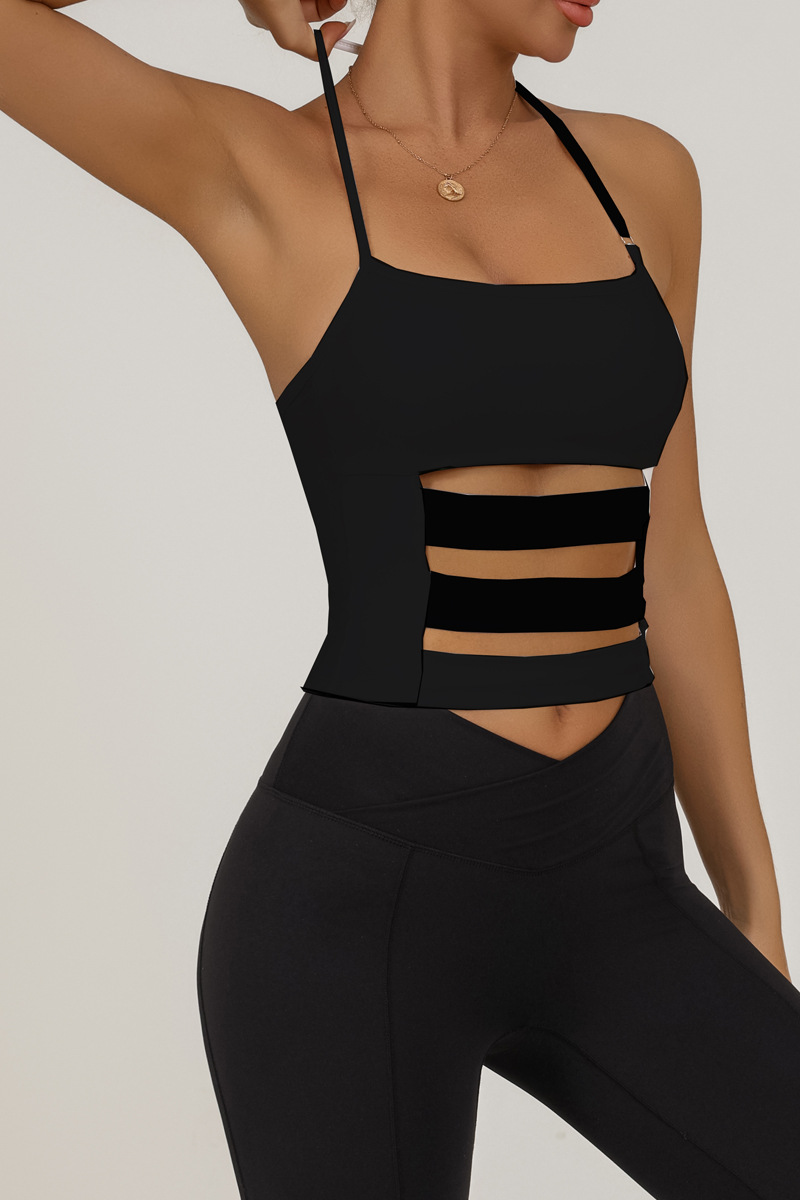 Europa y América deportes transfronterizos chaleco de yoga para mujeres con cojín de pecho correa ajustable entrenamiento de acondicionamiento físico chaqueta de eslingas