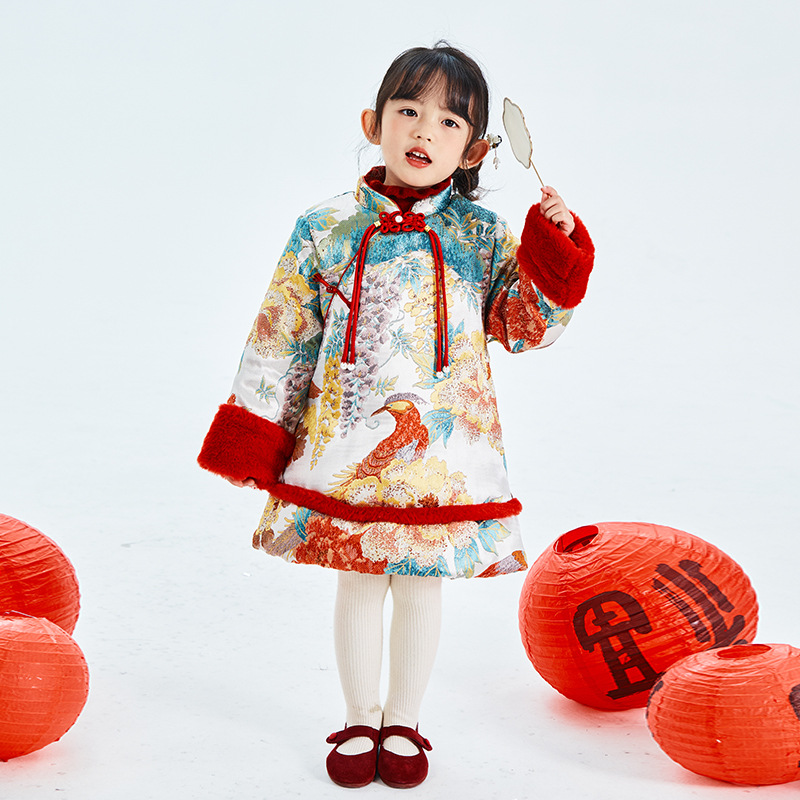 [Beneficios de invierno de liquidación de fans] Niñas nuevas faldas chinas, vestidos de Año Nuevo, vestidos de cheongsam, faldas de invierno