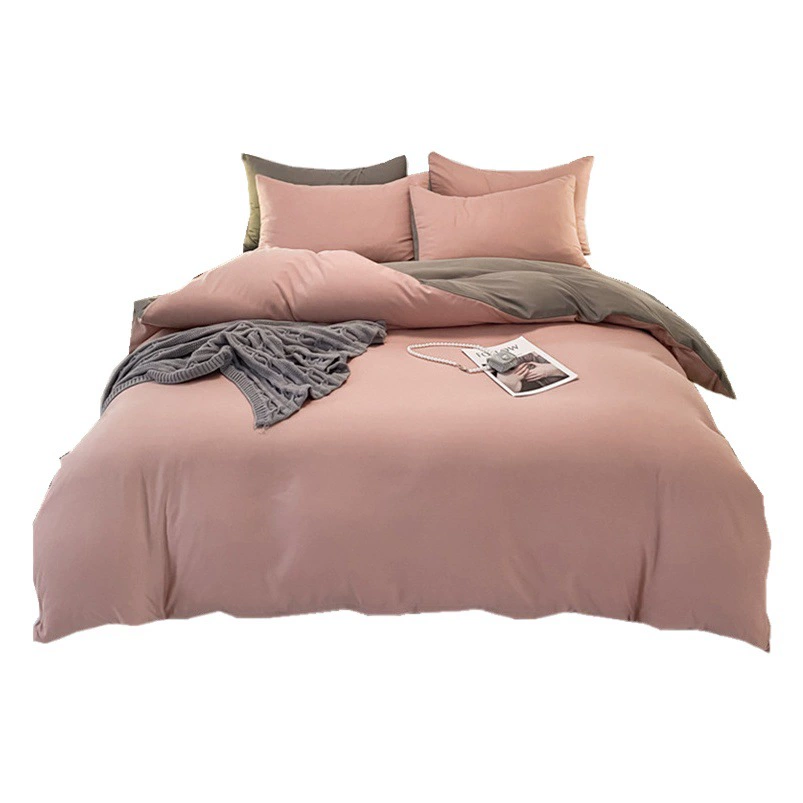 Легкая Роскошная простая ветровка, комплект из четырех предметов, однотонный шлифовальный пододеяльник, простыня, комплект из трех предметов, двойные изделия, производители постельного белья