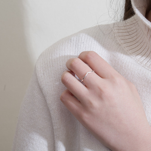 925 sterling silver ring simple V-shaped ring for women tail ring open ring adjustable accessories