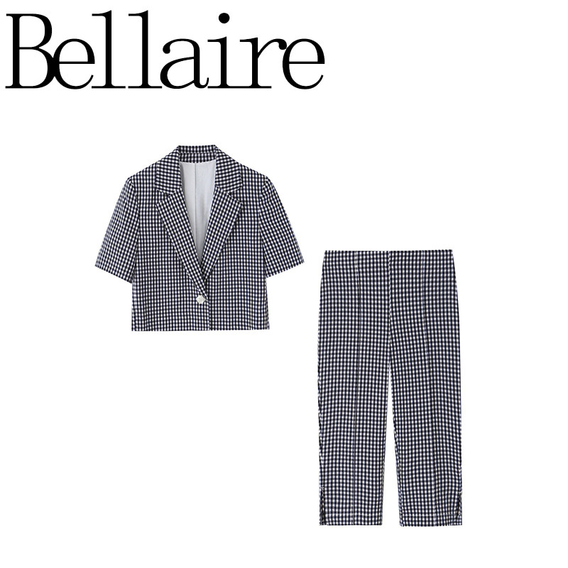 Za Foreign Trade Wholesale European and American Style Women's Fashion Small Checkered Short Blazer + Plaid Capri Pants Za Foreign Trade Wholesale European and American Style Women's Fashion Small Checkered Short Blazer + Plaid Capri Pants