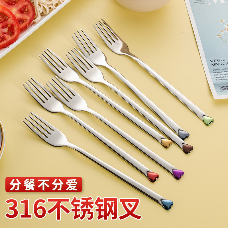316L Stainless Steel Fork Set of Five Steak Pasta High-End Western Food Fork Household Long-Handled Adult Main Fork