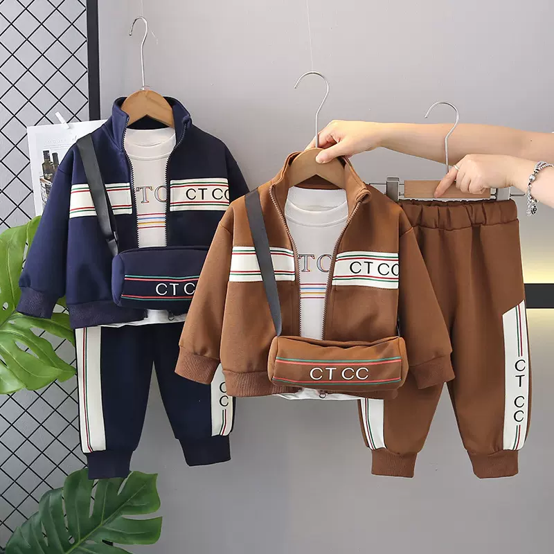 中小童外贸新款工厂拿货1-3-5岁男女儿童2025春秋新款运动3潮套装