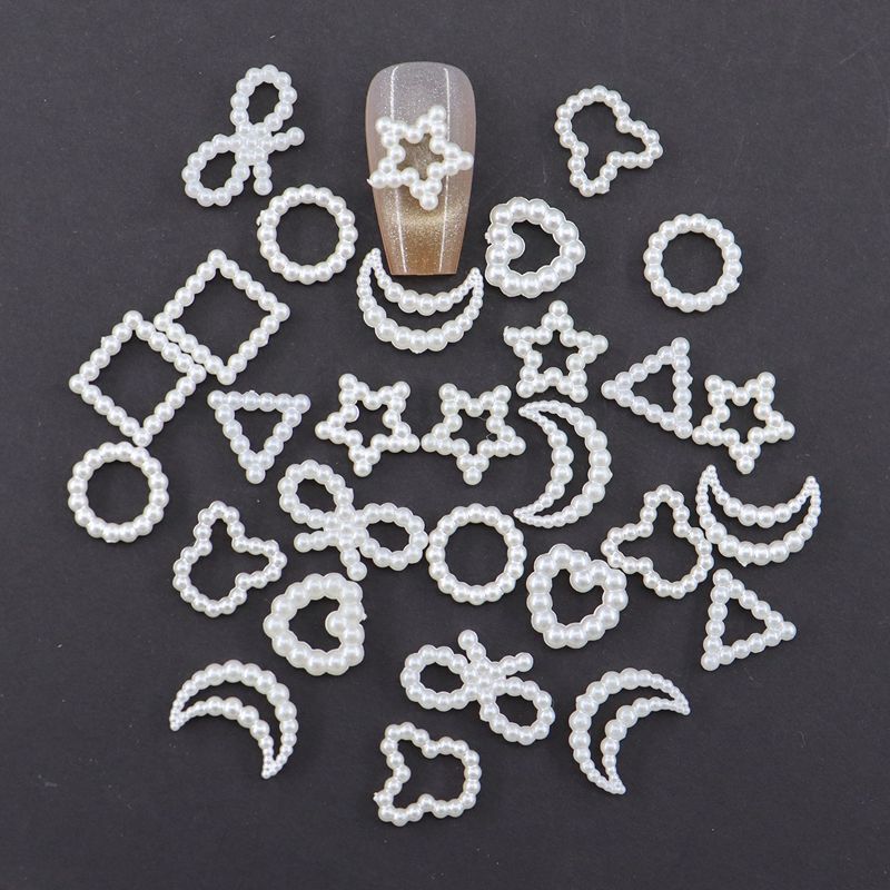 New Nail Art Jewelry Resin Imitation Pearl Rice White Love Bow Five-pointed Star Moon Joker Three-dimensional Decoration Batch New Nail Art Jewelry Resin Imitation Pearl Rice White Love Bow Five-pointed Star Moon Joker Three-dimensional Decoration Batch