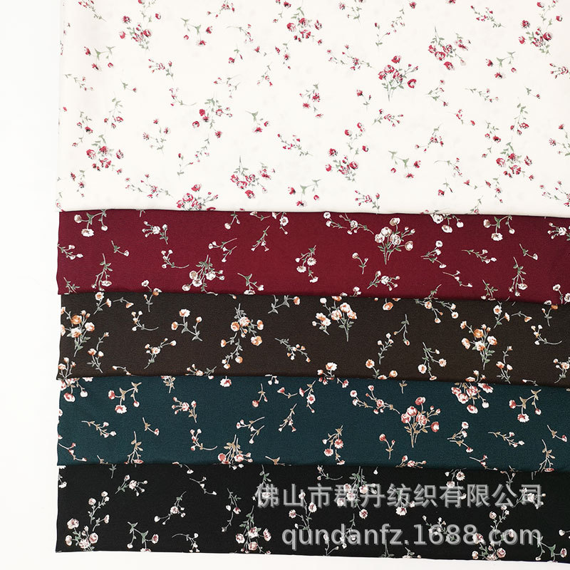 100D四面弹印花 韩版小碎花雪纺印花布 女装连衣裙吊带裙鞋材面料