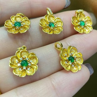 Fubei Diamond Jewelry 18K Gold Inlaid Natural Hazardous Material Jade Accessories Pendant New Product Handmade Jewelry Accessories
