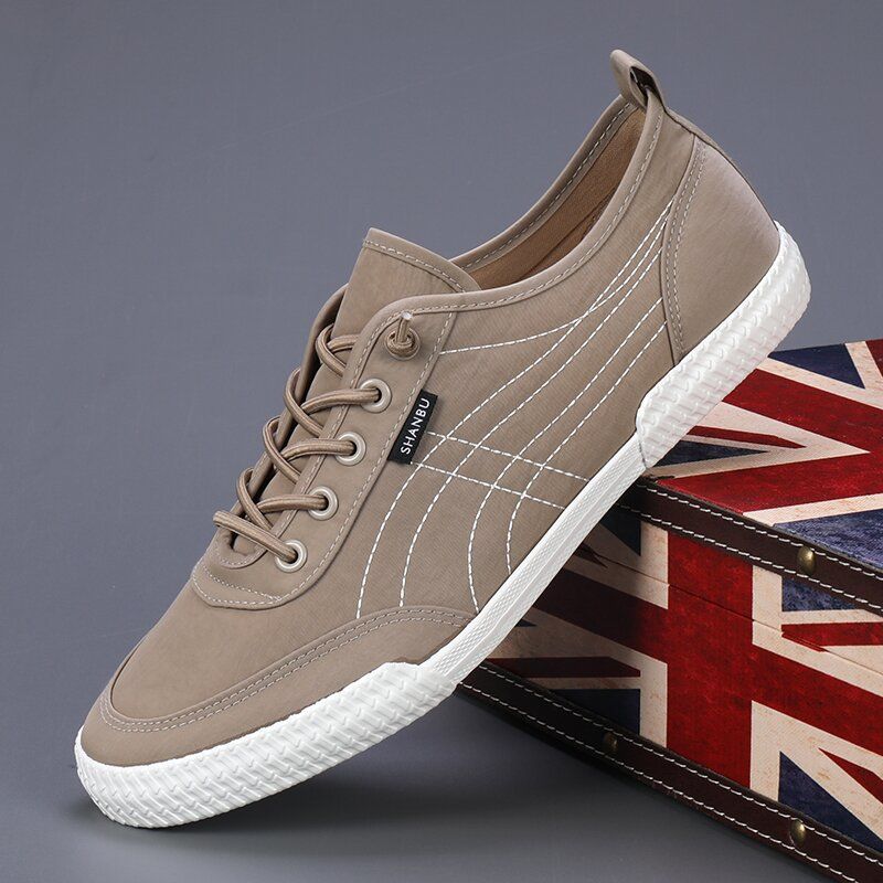 Herren Freizeitschuhe Aus Canvas Schnürschuhe Atmungsaktiv Leicht_voghion.com