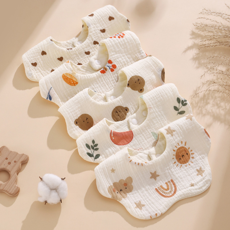 Pure Cotton Class A Bib Baby Cute Spit Wipe for Men and Women Newborn Baby Absorbent Cotton Six-Layer Gauze Bib