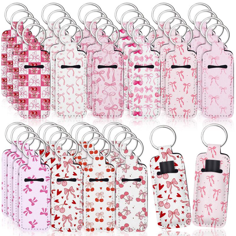Amazon Women's Lipstick Bag Cover Personalized Creative Keychain Pendant Pink Series Knot Lip Balm Protective Cover