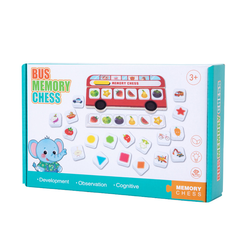 Niños autobús memoria ajedrez número emparejamiento rompecabezas interactivo padre-hijo entrenamiento de pensamiento lógico rompecabezas juguetes de madera